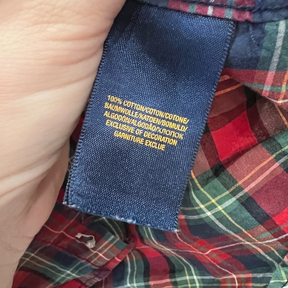 Boys Youth Plaid Ralph Lauren Button up Shirt - Red and Green - Picture 5 of 7